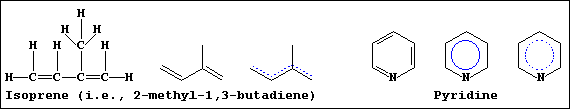 Formulae for localized & delocalized descriptions of isoprene & pyridine